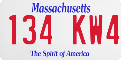 MA license plate 134KW4