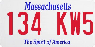 MA license plate 134KW5