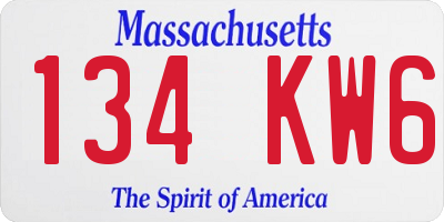MA license plate 134KW6