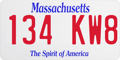 MA license plate 134KW8