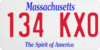 MA license plate 134KX0