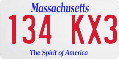 MA license plate 134KX3