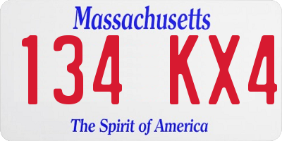 MA license plate 134KX4
