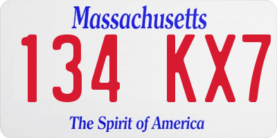 MA license plate 134KX7