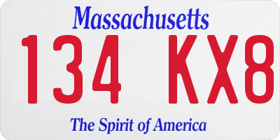 MA license plate 134KX8
