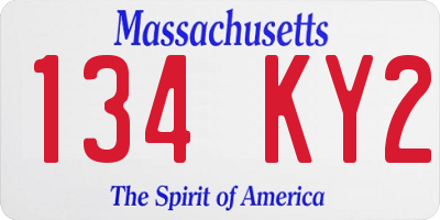MA license plate 134KY2