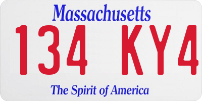 MA license plate 134KY4
