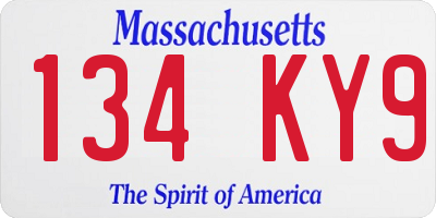 MA license plate 134KY9