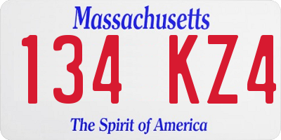 MA license plate 134KZ4