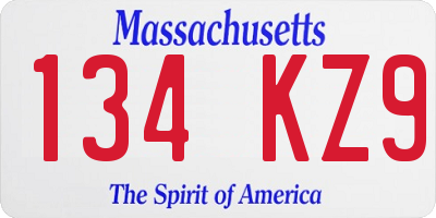 MA license plate 134KZ9