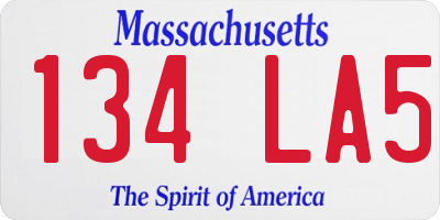 MA license plate 134LA5