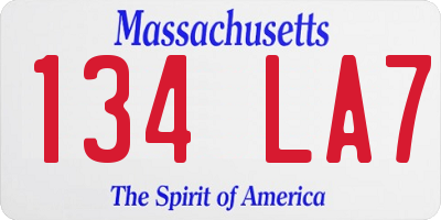MA license plate 134LA7