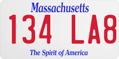 MA license plate 134LA8