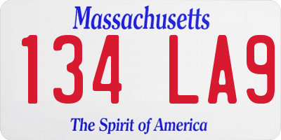 MA license plate 134LA9
