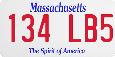 MA license plate 134LB5