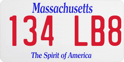 MA license plate 134LB8