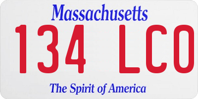 MA license plate 134LC0