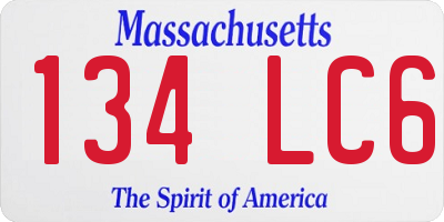 MA license plate 134LC6