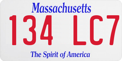 MA license plate 134LC7