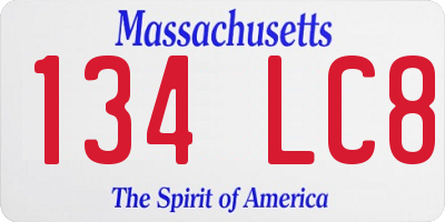 MA license plate 134LC8