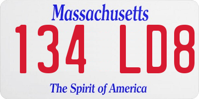 MA license plate 134LD8