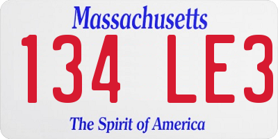 MA license plate 134LE3