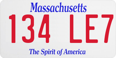 MA license plate 134LE7