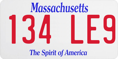 MA license plate 134LE9