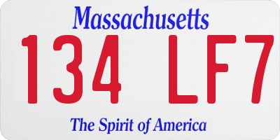 MA license plate 134LF7