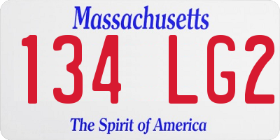 MA license plate 134LG2