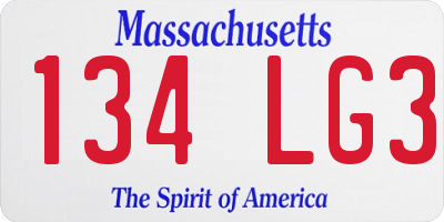 MA license plate 134LG3