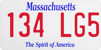 MA license plate 134LG5