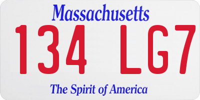 MA license plate 134LG7