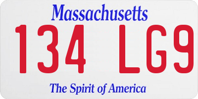 MA license plate 134LG9