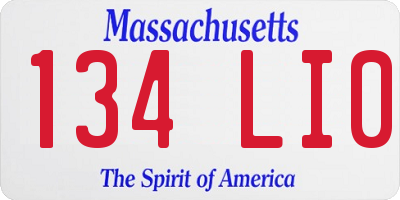 MA license plate 134LI0