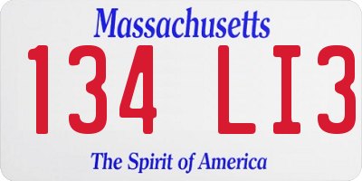 MA license plate 134LI3