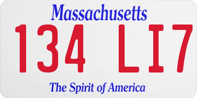 MA license plate 134LI7
