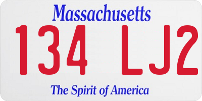 MA license plate 134LJ2