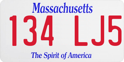 MA license plate 134LJ5