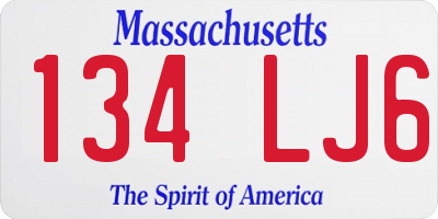 MA license plate 134LJ6