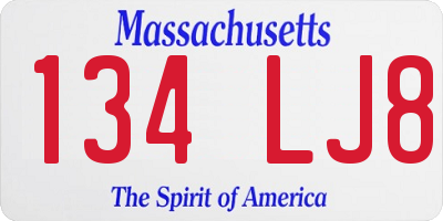 MA license plate 134LJ8