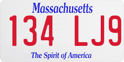 MA license plate 134LJ9