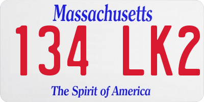 MA license plate 134LK2