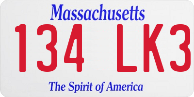 MA license plate 134LK3