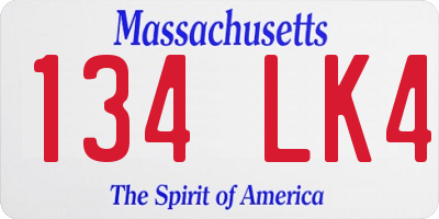 MA license plate 134LK4