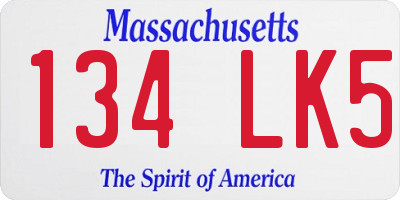 MA license plate 134LK5