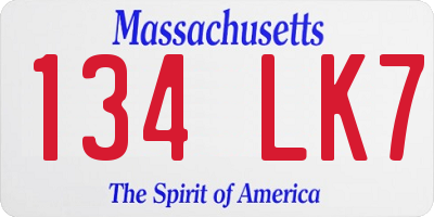 MA license plate 134LK7