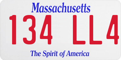MA license plate 134LL4