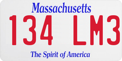 MA license plate 134LM3