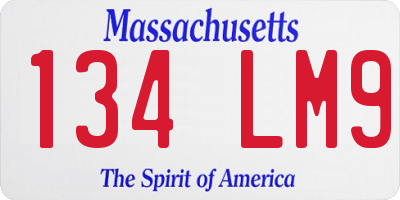 MA license plate 134LM9